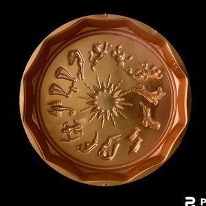Vintage copper zodiac horoscope 1970s vibes round baking pan mold hippie boho